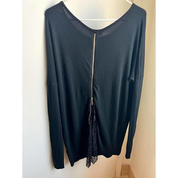 Draped Cardigan With Lace And Zipper - Picture 1 of 4